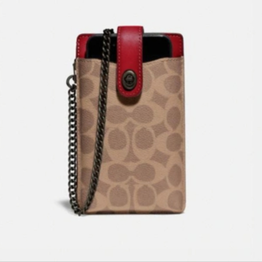 🔥COACH Leather Turnlock Chain  Crossbody for Phone !LIKE NEW!